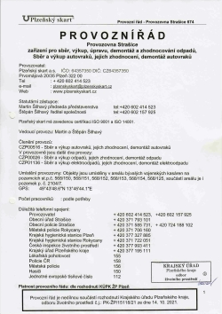 Provozní řád provozovna Strašice CZP00516 (1,07 MB)